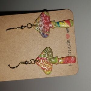 New Handmade hypoallergenic mushroom earrings
